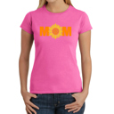 Pink Large Women's Word Art T-Shirt - Mom Sunflower