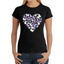 Black Medium Butterfly Heart - Women's Word Art T-Shirt