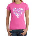 Pink XXL Butterfly Heart - Women's Word Art T-Shirt