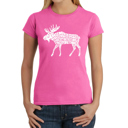 Pink Medium Women's Word Art T-Shirt - Moose