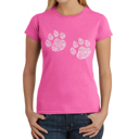 Pink XL Women's Word Art T-Shirt - Meow Cat Prints