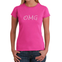 Pink Small Women's Word Art T-Shirt - OMG