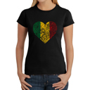 Black XXL Women's Word Art T-Shirt - One Love Heart