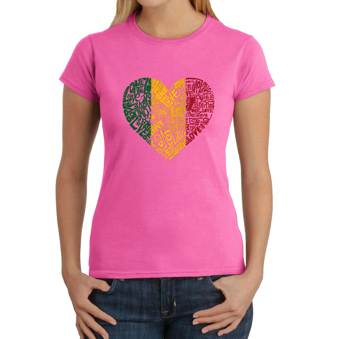 Women's Word Art T-Shirt - One Love Heart