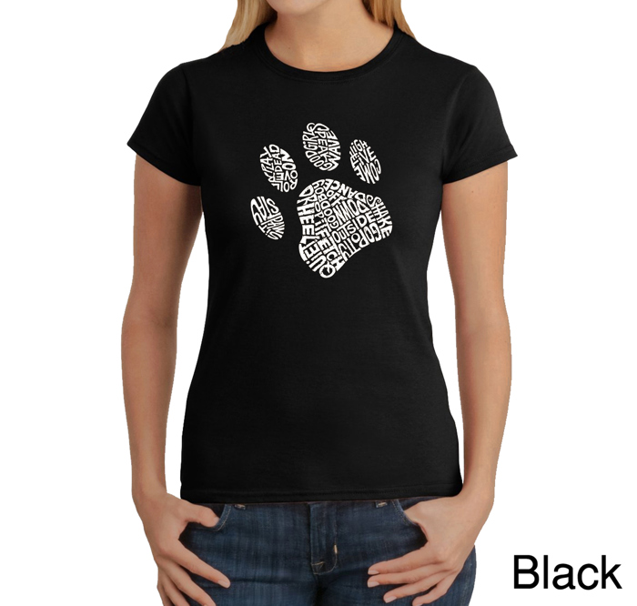Women's Word Art T-Shirt - Dog Paw