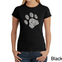 Black XL Women's Word Art T-Shirt - Dog Paw
