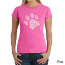 Pink X-Small Women's Word Art T-Shirt - Dog Paw