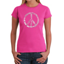 Pink XL Women's Word Art T-Shirt - PEACE, LOVE, & MUSIC