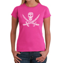 Pink Large Women's Word Art T-Shirt - PIRATE CAPTAINS, SHIPS AND IMAGERY