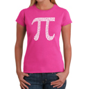 Pink Large Women's Word Art T-Shirt - THE FIRST 100 DIGITS OF PI