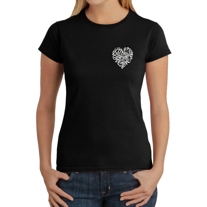 Cursive Heart - Women's Word Art T-Shirt