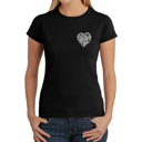 Black X-Small Cursive Heart - Women's Word Art T-Shirt
