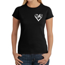 Black Large Script Heart - Women's Word Art T-Shirt