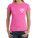 Pink Medium Script Heart - Women's Word Art T-Shirt