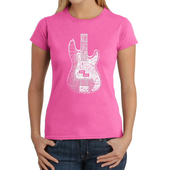 Women's Word Art T-Shirt - Bass Guitar