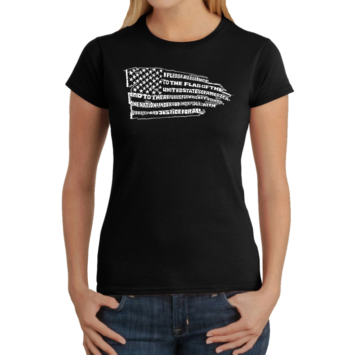 Women's Word Art T-Shirt - Pledge of Allegiance Flag
