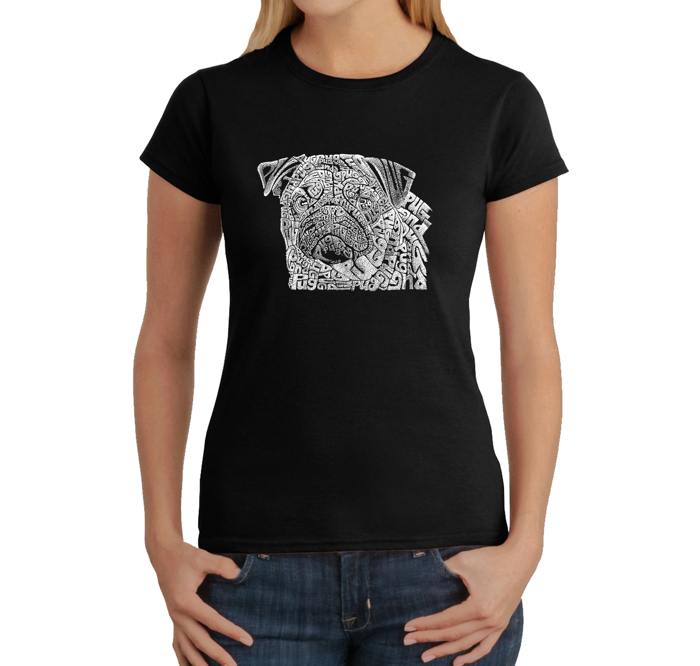 Women's Word Art T-Shirt - Pug Face