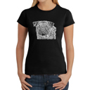 Black Small Women's Word Art T-Shirt - Pug Face