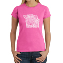 Pink Medium Women's Word Art T-Shirt - Pug Face