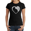 Black Large Dog Heart - Women's Word Art T-Shirt