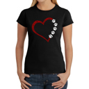 Black Large Meow Heart - Women's Word Art T-Shirt