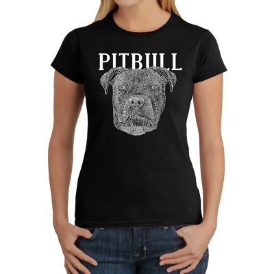 Women's Word Art T-Shirt - Pitbull Face