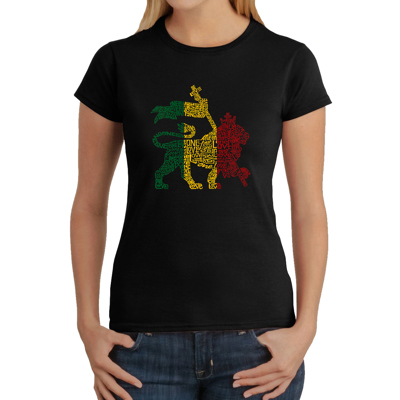 Women's Word Art T-Shirt - Rasta Lion - One Love