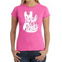 Pink X-Small Rock And Roll Guitar - Women's Word Art T-Shirt