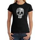 Black Medium Rock n Roll Skull - Women's Word Art T-Shirt