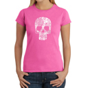 Pink X-Small Rock n Roll Skull - Women's Word Art T-Shirt