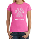 Pink Small Women's Word Art T-Shirt - Rescue Mom