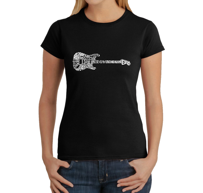 Women's Word Art T-Shirt - Rock Guitar