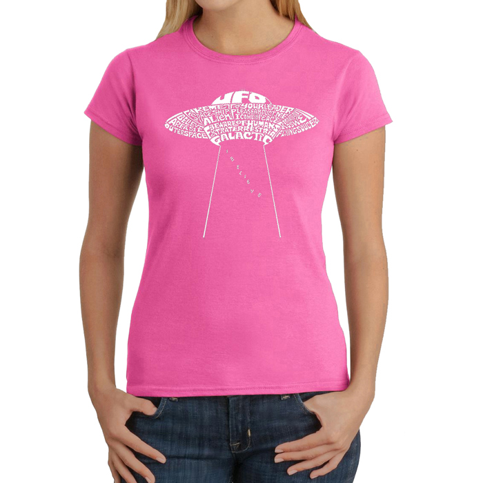 Women's Word Art T-Shirt - Flying Saucer UFO