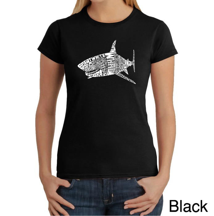 Women's Word Art T-Shirt - SPECIES OF SHARK