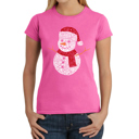 Pink X-Small Christmas Snowman - Women's Word Art T-Shirt