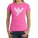 Pink Medium Halloween Ghost - Women's Word Art T-Shirt