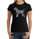 Black Medium Women's Word Art T-Shirt - Dog Paw Prints