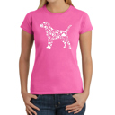 Pink Medium Women's Word Art T-Shirt - Dog Paw Prints