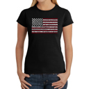 Black Small Women's Word Art T-Shirt - 50 States USA Flag