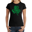 Black Large Women's Word Art T-Shirt - St. Patrick's Day Shamrock