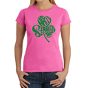Pink Small Women's Word Art T-Shirt - St. Patrick's Day Shamrock
