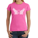 Pink X-Small Cat Tail Hearts - Women's Word Art T-Shirt