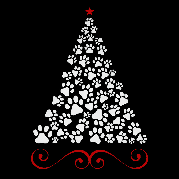 Paw Christmas Tree - Women's Word Art T-Shirt