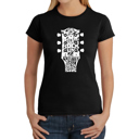 Black XL Women's Word Art T-Shirt - Guitar Head Music Genres