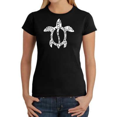 Women's Word Art T-Shirt - Honu Turtle - Hawaiian Islands