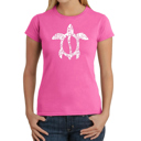 Pink X-Small Women's Word Art T-Shirt - Honu Turtle - Hawaiian Islands
