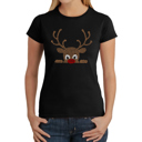  Peeking Reindeer - Women's Word Art T-Shirt