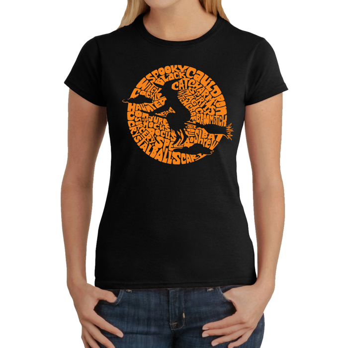 Women's Word Art T-Shirt - Spooky Witch