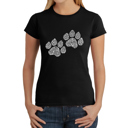  Women's Word Art T-Shirt - Woof Paw Prints