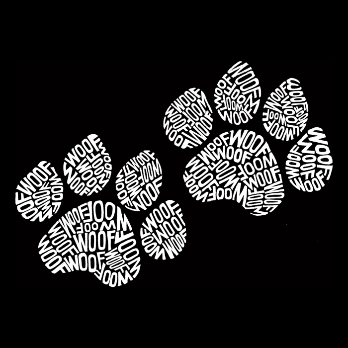 Women's Word Art T-Shirt - Woof Paw Prints
